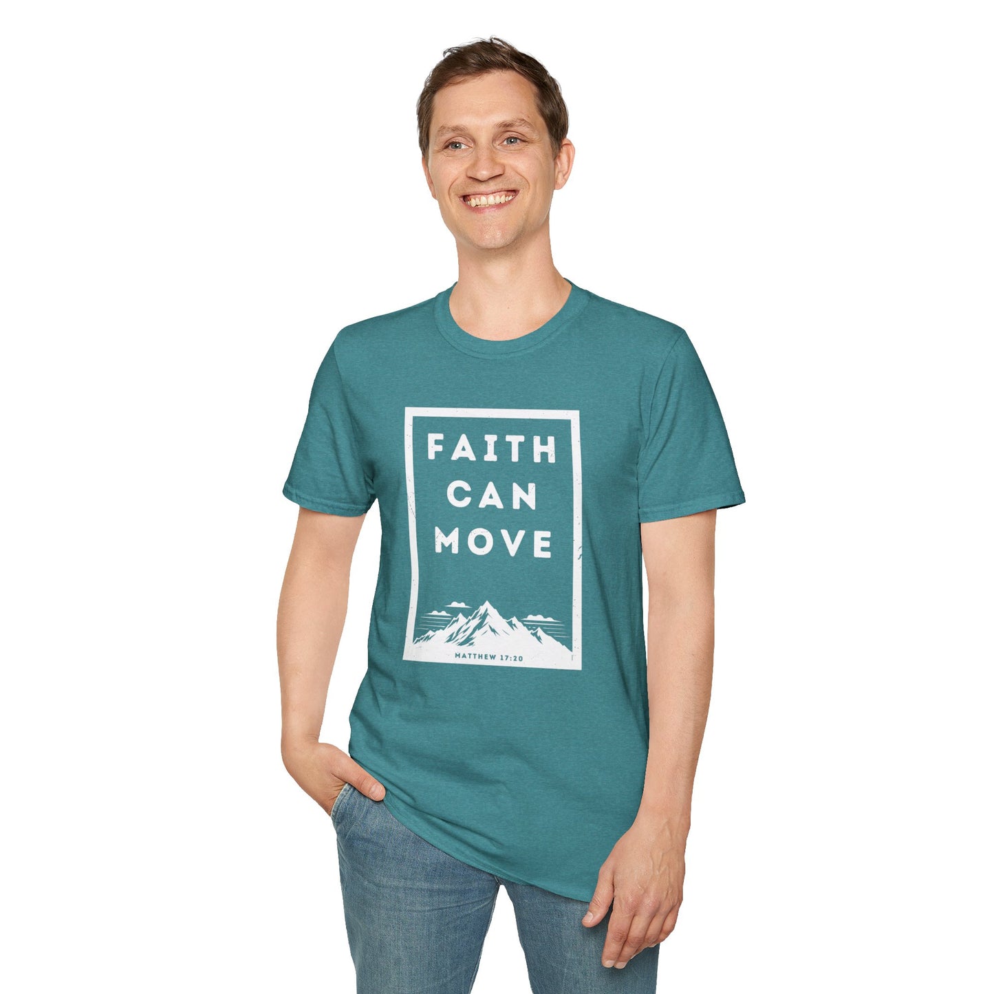 "Faith Can Move" Unisex Softstyle T-Shirt - Inspirational Christian Tee for Everyday Wear