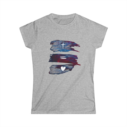 Inspirational Women's Softstyle Tee with Cross & Heart Design