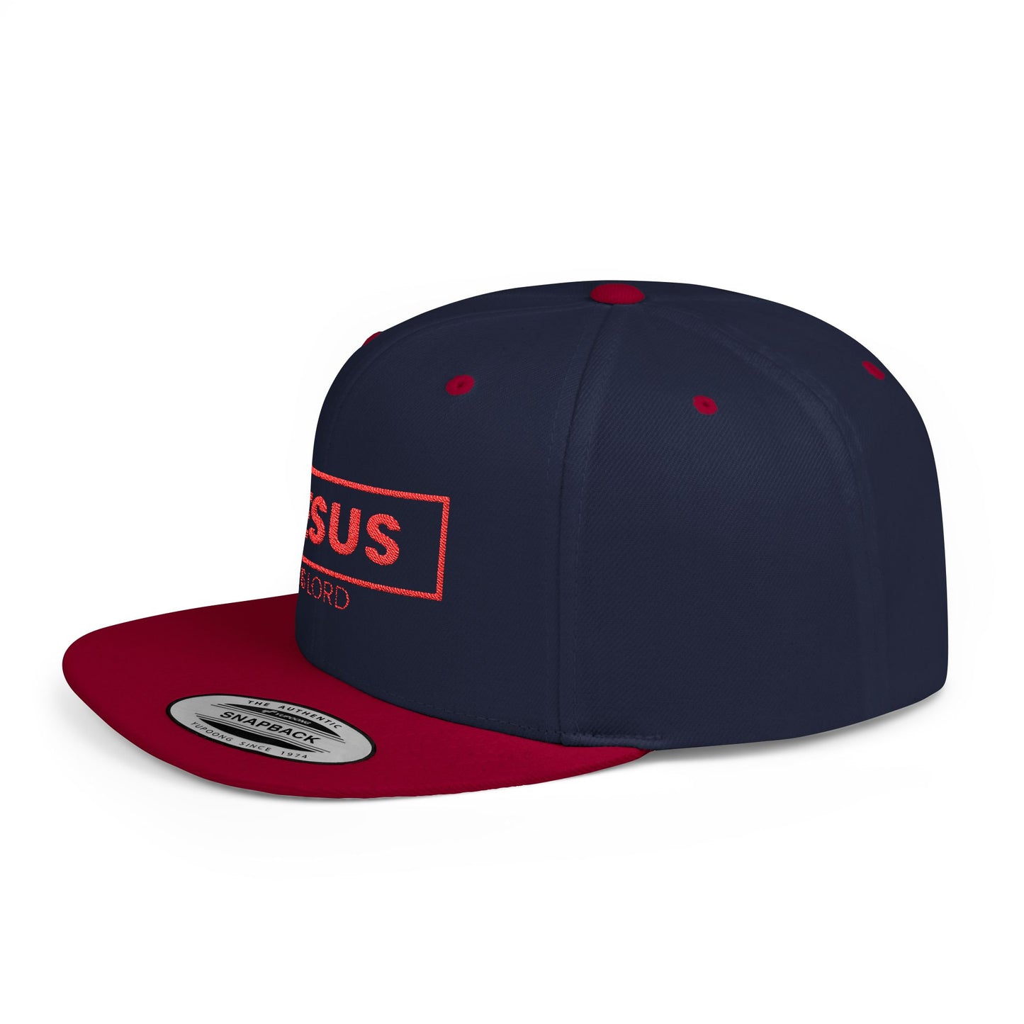 Faith-Inspired Flat Bill Snapback Cap - 'JESUS IS LORD' Design