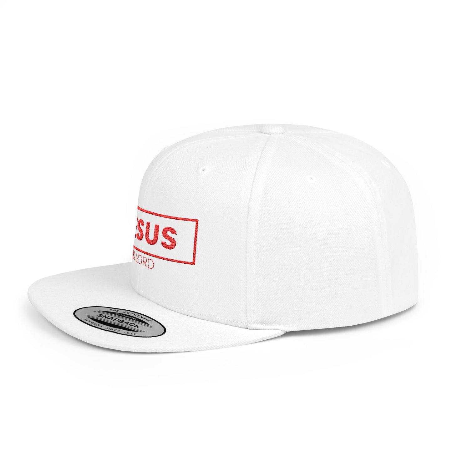 Faith-Inspired Flat Bill Snapback Cap - 'JESUS IS LORD' Design