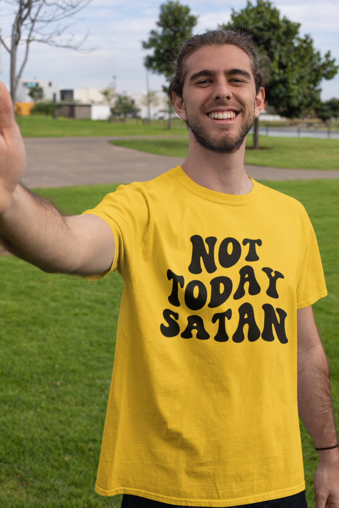 Not Today Satan Unisex Softstyle T-Shirt - Funny Graphic Tee for Relaxed Vibes