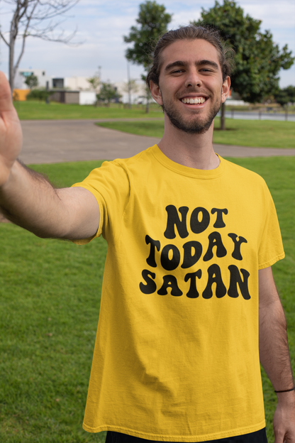 Not Today Satan Unisex Softstyle T-Shirt - Funny Graphic Tee for Relaxed Vibes