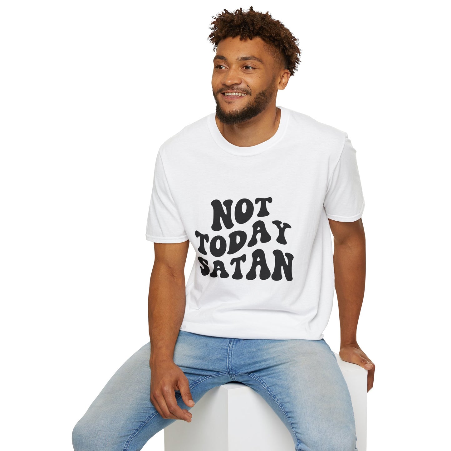 Not Today Satan Unisex Softstyle T-Shirt - Funny Graphic Tee for Relaxed Vibes