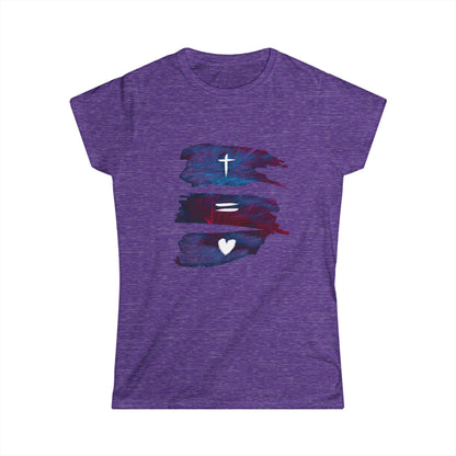 Inspirational Women's Softstyle Tee with Cross & Heart Design