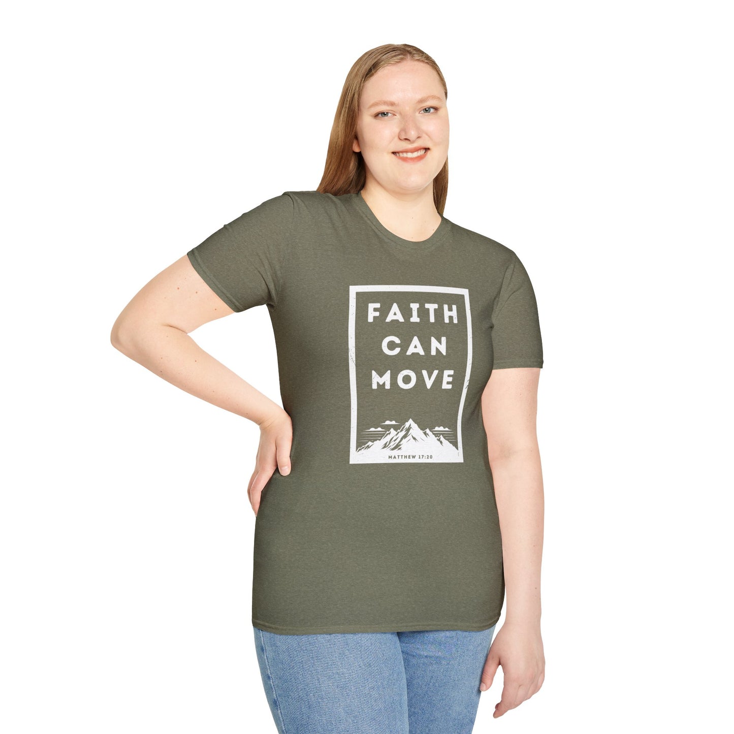 "Faith Can Move" Unisex Softstyle T-Shirt - Inspirational Christian Tee for Everyday Wear